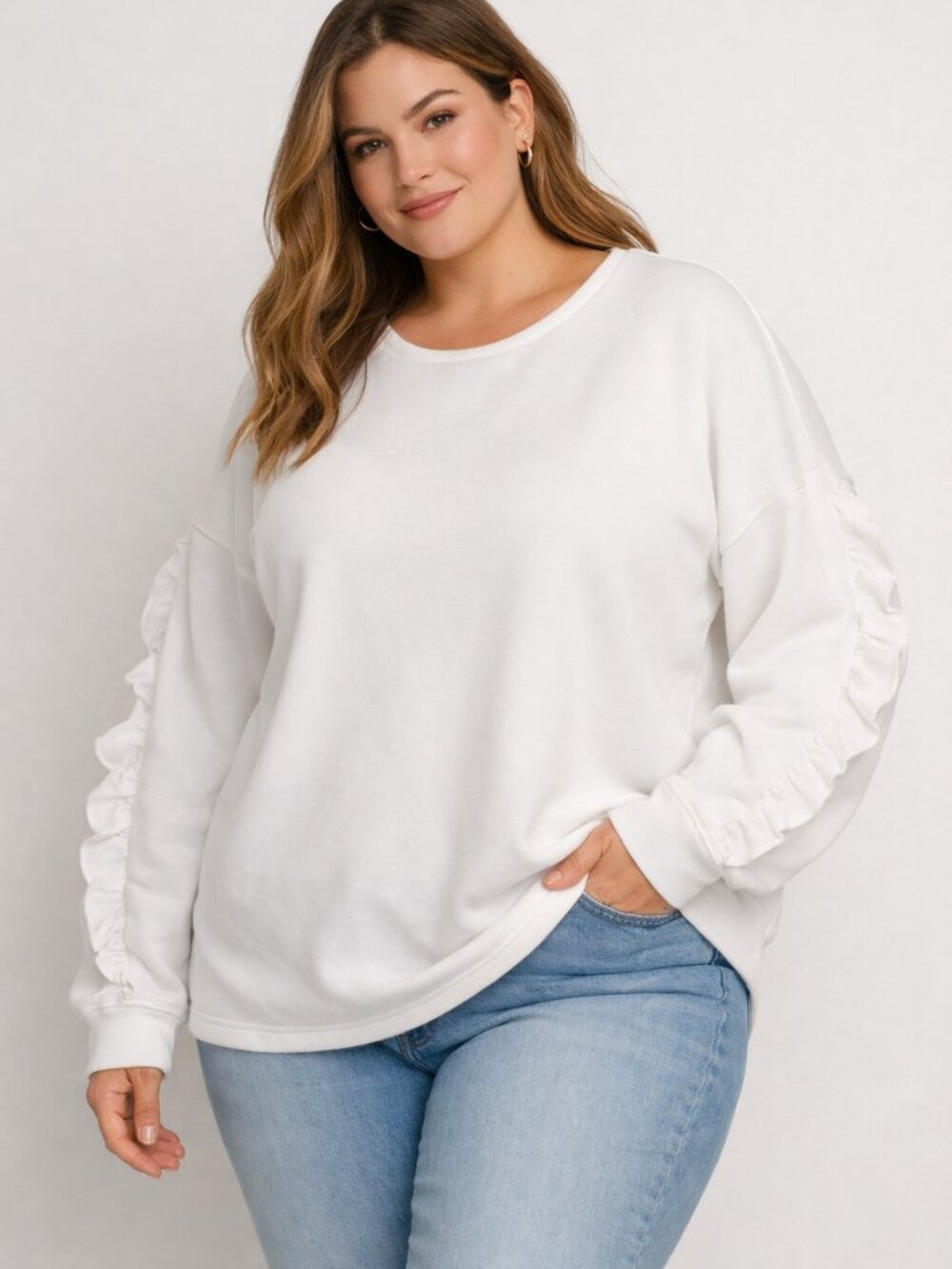 Lord & Taylor Ruffled statement sleeve sweatshirt